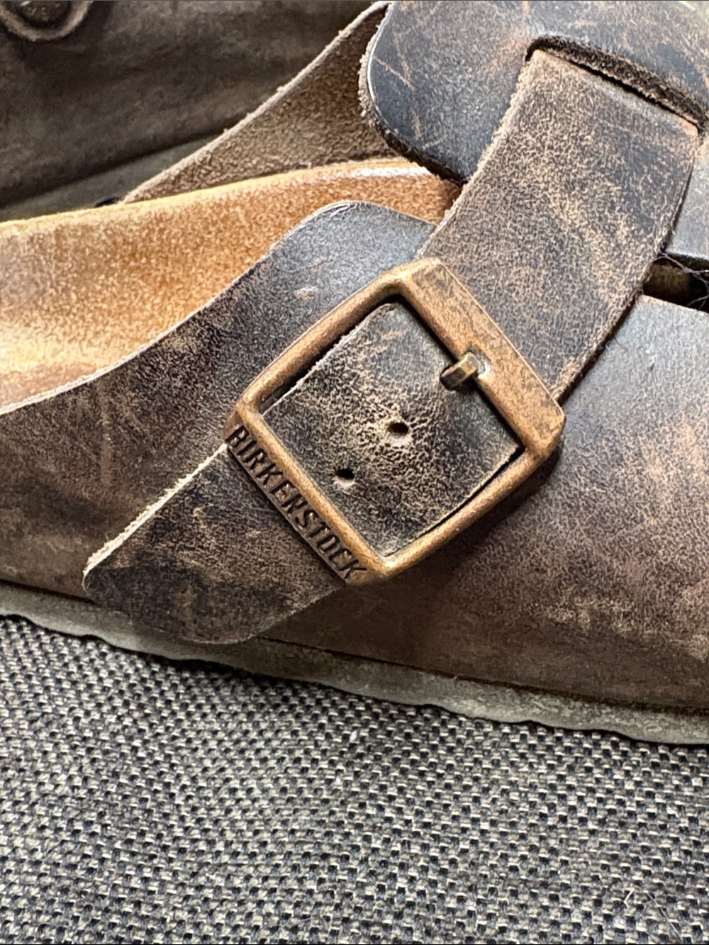 Birkenstock Brown Leather Adjustable Buckle Mules Clogs - Picture 5 of 8
